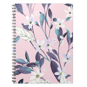 Cuaderno Leavesart morado, flor, qué pintado a mano