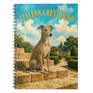 Cuaderno Lebrel Italiano, Arte de Perro con Acuarela Vintag