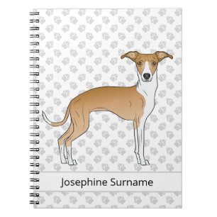 Cuaderno Lebrel Italiano Color Cervato Y Blanco Con Texto P