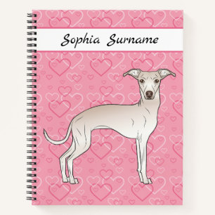 Cuaderno Lebrel italiano crema Perro lindo sobre corazones