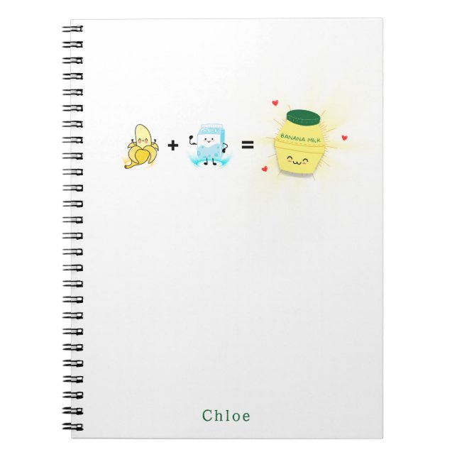 Cuaderno Leche banana de Kawaii personalizada (Frente)