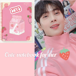 Cuaderno Leche de fresa lindo 💗 🥛 🍓