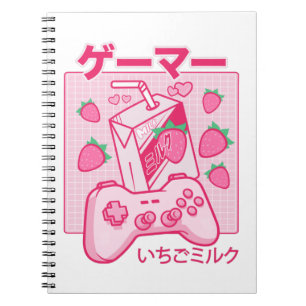 Cuaderno Leche divertida de fresa japonesa Kawaii