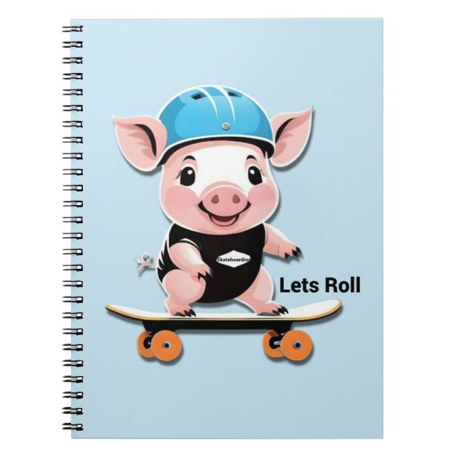 Cuaderno Lechón personalizado En Skateboard Que Permite Hac (Frente)