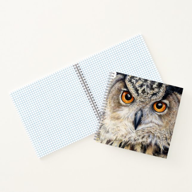 Cuaderno Lechuza águila cara retrato de arte fino (Interior)