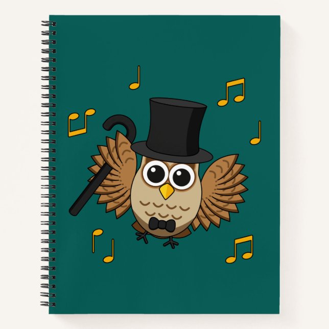 Cuaderno Lechuza bailarina con Personalizado de notas music (Anverso)