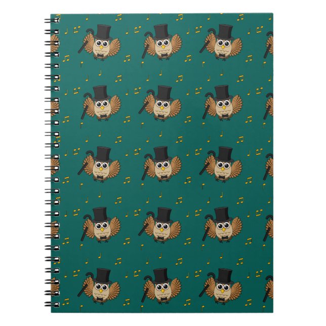 Cuaderno Lechuza bailarina con Personalizado de notas music (Frente)