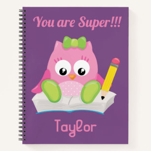 Cuaderno Lechuza Cuta Eres Super Púrpura