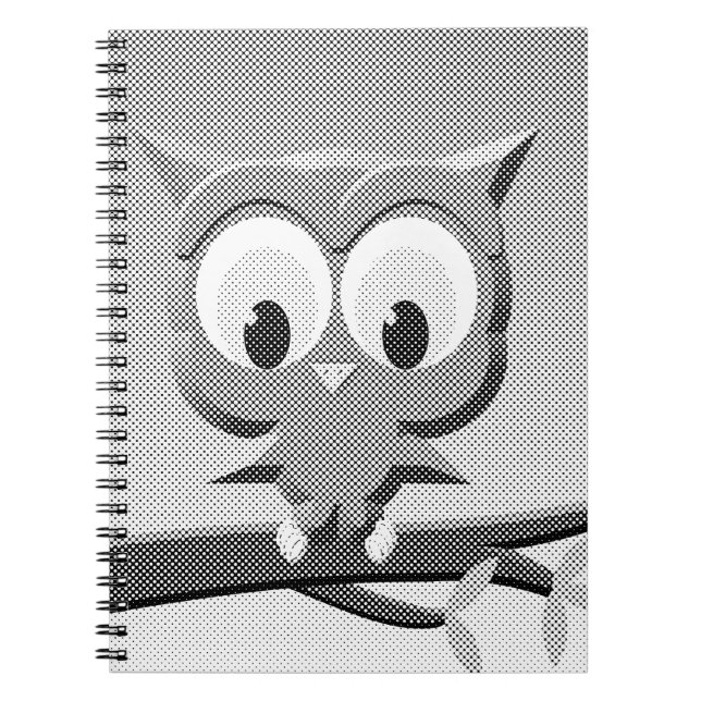 Cuaderno Lechuza De Boletín En Blanco Y Negro (Frente)