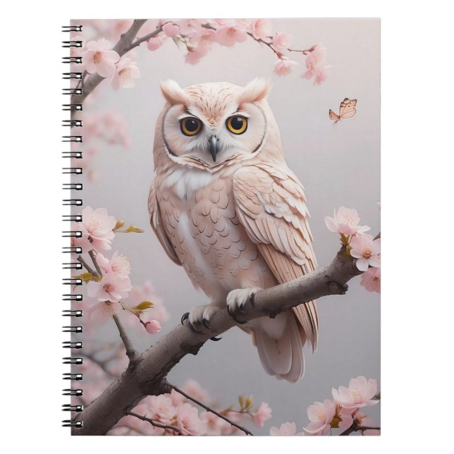 Cuaderno Lechuza de cerezo rosa de ensueño (Frente)