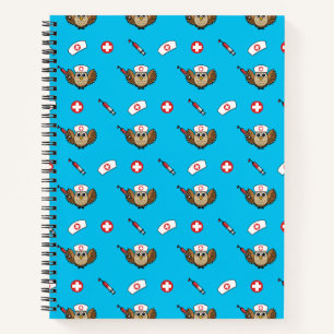 Cuaderno Lechuza de enfermera con Personalizado de jeringas