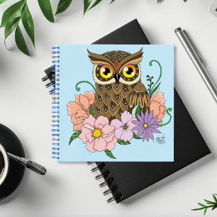 Cuaderno Lechuza de flores primavera pastoral
