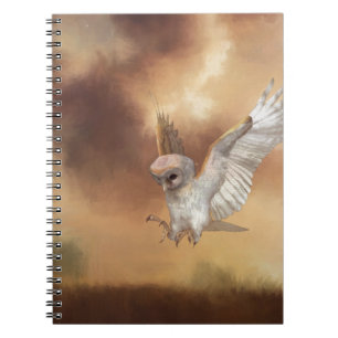 Cuaderno Lechuza de granero en pintura digital de vuelo