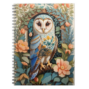 Cuaderno Lechuza de grano con estampado floral de época