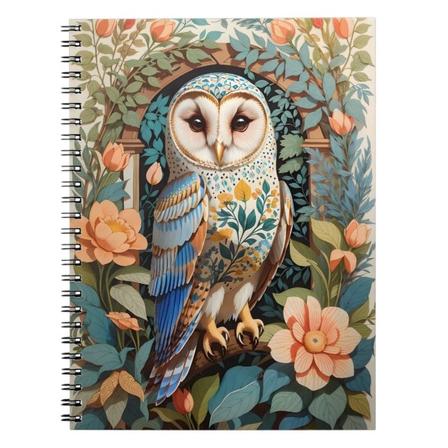 Cuaderno Lechuza de grano con estampado floral de época (Frente)