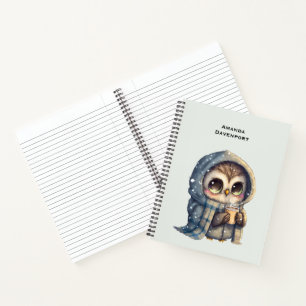 Cuaderno Lechuza de ojos agudos con café