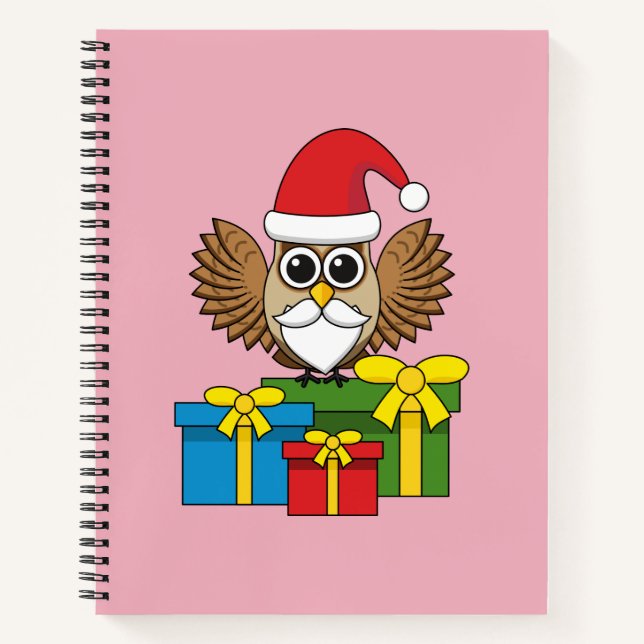 Cuaderno Lechuza de Santa Claus con regalos (Anverso)