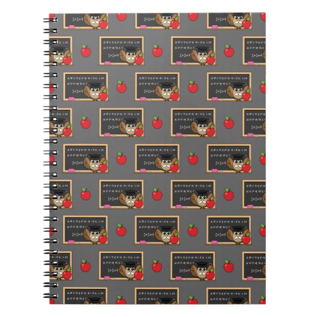Cuaderno Lechuza educativa con Personalizado Apple (Frente)
