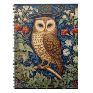 Cuaderno Lechuza en el jardín estilo William Morris