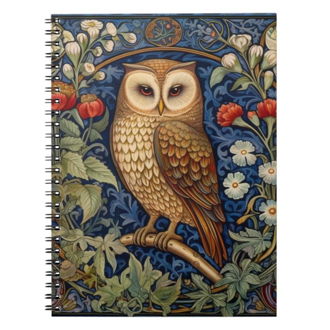 Cuaderno Lechuza en el jardín estilo William Morris (Frente)