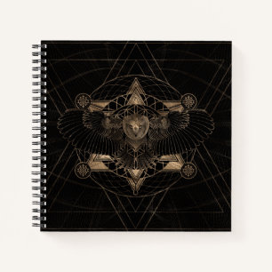 Cuaderno Lechuza en la composición de geometría sagrada
