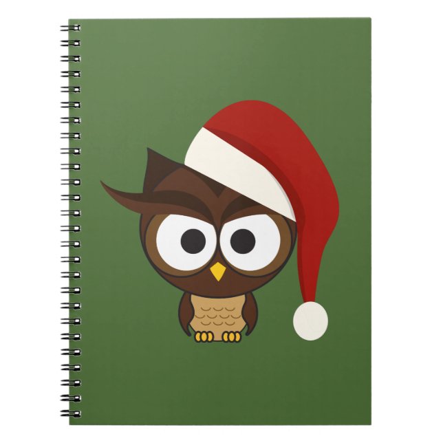 Cuaderno Lechuza enojada usando Santa Hat (Frente)