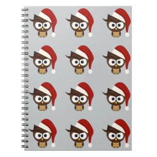 Cuaderno Lechuza enojada usando Santa Hat