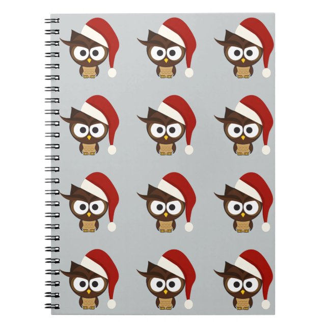 Cuaderno Lechuza enojada usando Santa Hat (Frente)