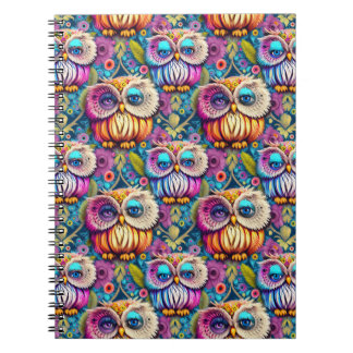 Cuaderno Lechuza Hippie Trippy Psicodélica Colorida