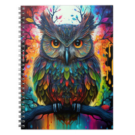 Cuaderno Lechuza hippy con fantasía psicodélica