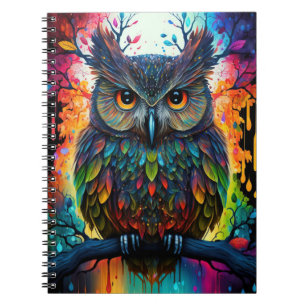 Cuaderno Lechuza hippy con fantasía psicodélica