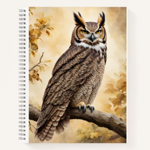 Cuaderno Lechuza Horneada Encaramada en un árbol