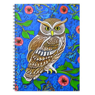 Cuaderno Lechuza inspirada en el Art Nouveau, marrón sobre