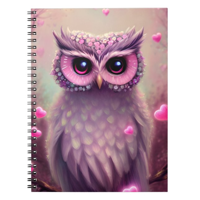 Cuaderno Lechuza Kawaii Rosa (Frente)