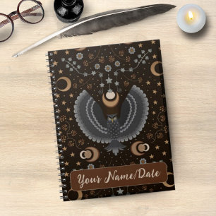 Cuaderno Lechuza sabia, estrellas y luna misteriosa,