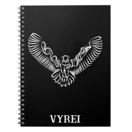 Cuaderno Lechuza voladora tribal blanca y negra