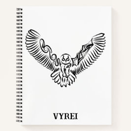 Cuaderno Lechuza voladora tribal blanca y negra