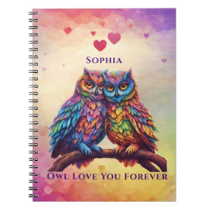 Cuaderno Lechuzas coloridas-Amantes-Regalo El día de San Va