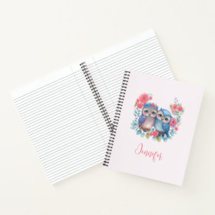 Cuaderno Lechuzas enamoradas sentadas en una rama de árbol