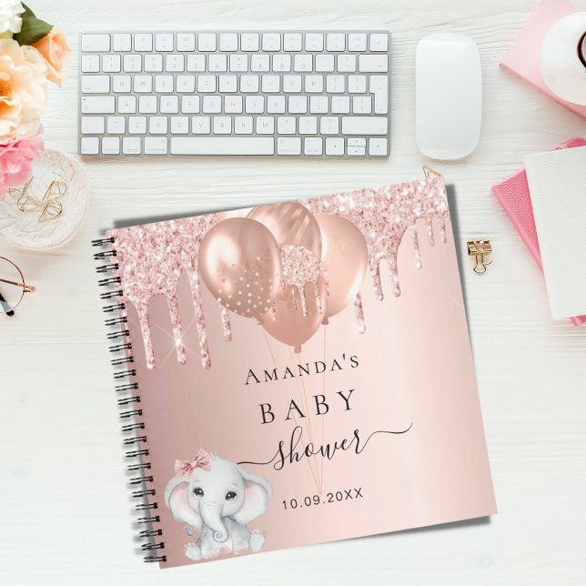Cuaderno Lector de elefante rosa purpurina de oro (Subido por el creador)