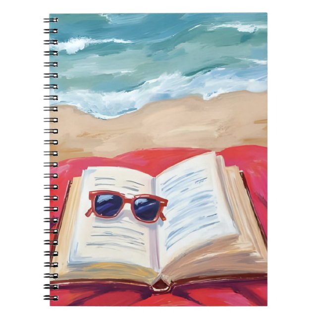 Cuaderno Lectura de playa | Pintura de acuarela de olas del (Frente)