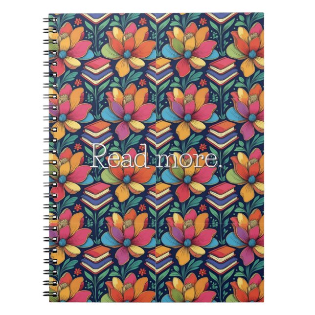Cuaderno Leer más con flores (Frente)