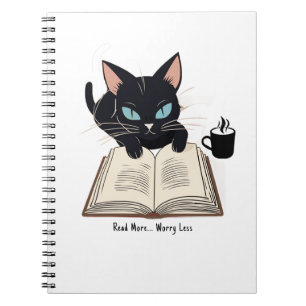 Cuaderno Leer más preocupación menos, dulce gato ama a la m