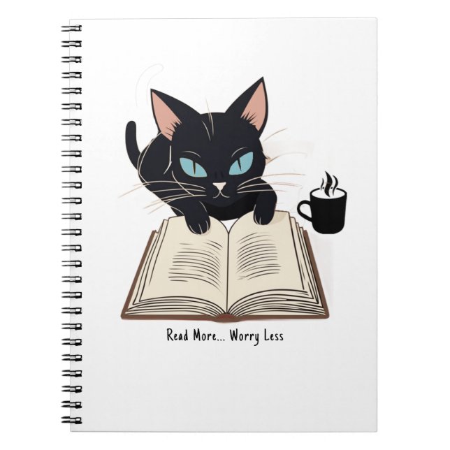 Cuaderno Leer más preocupación menos, dulce gato ama a la m (Frente)