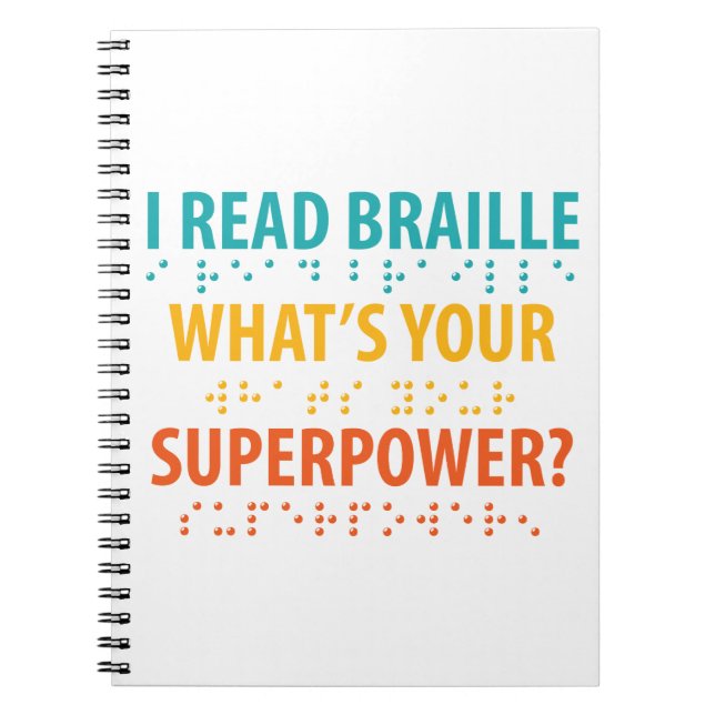 Cuaderno Leí en Braille cuál es tu superpoder (Frente)