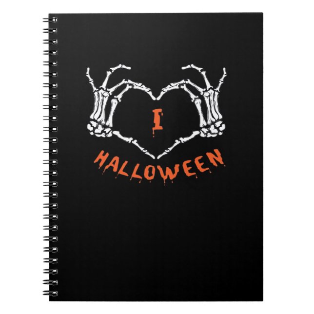 Cuaderno Lema Halloween. Gesto Cardíaco Hecho De Skeleton (Frente)