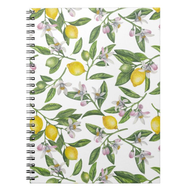 Cuaderno Lemon branches with blossoms and fruit on white no (Frente)
