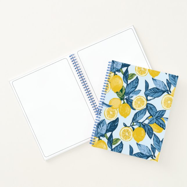 Cuaderno Lemon Grove amarillo fresco sobre fondo azul (Interior)