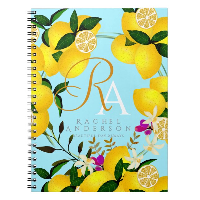 Cuaderno Lemon Monograma Azul (Frente)