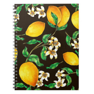 Cuaderno Lemon Seamless Pattern pintado a mano en acuarela